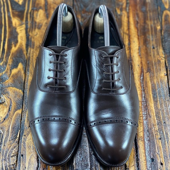 Carmina‎ Men's Oxford Cap Toe Dress Shoes 80201 RAIN Dark Brown Size UK 6 / US 7 - Picture 2 of 10